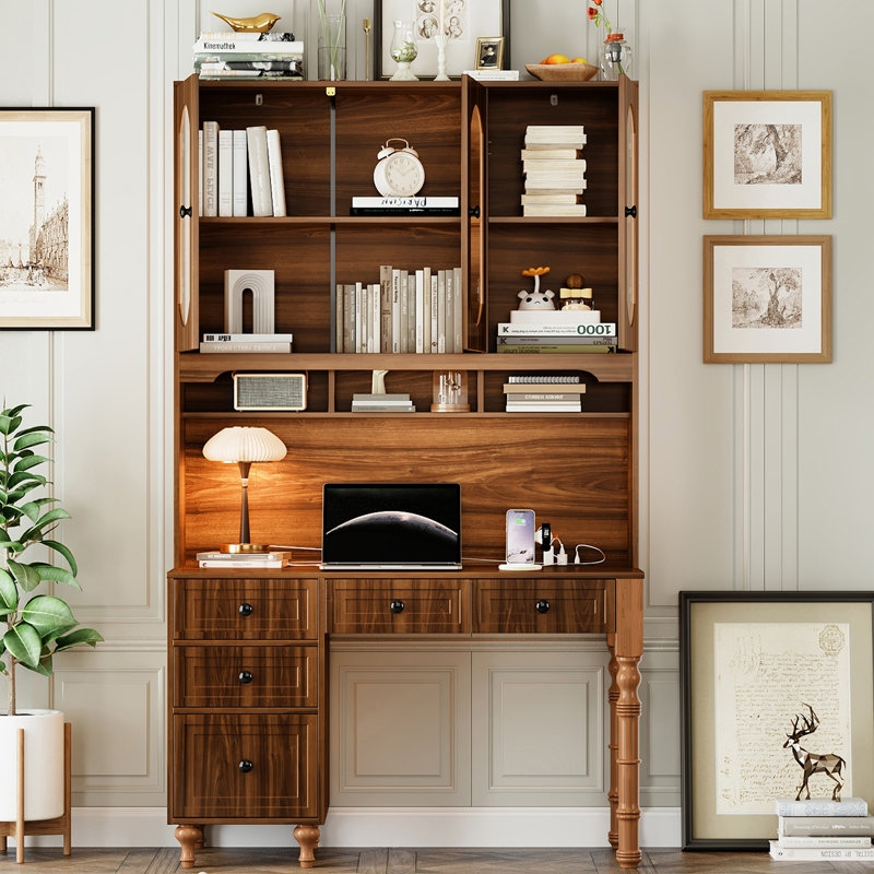Bureau d'ordinateur de 47 po avec prise et huche pour bureau à domicile
