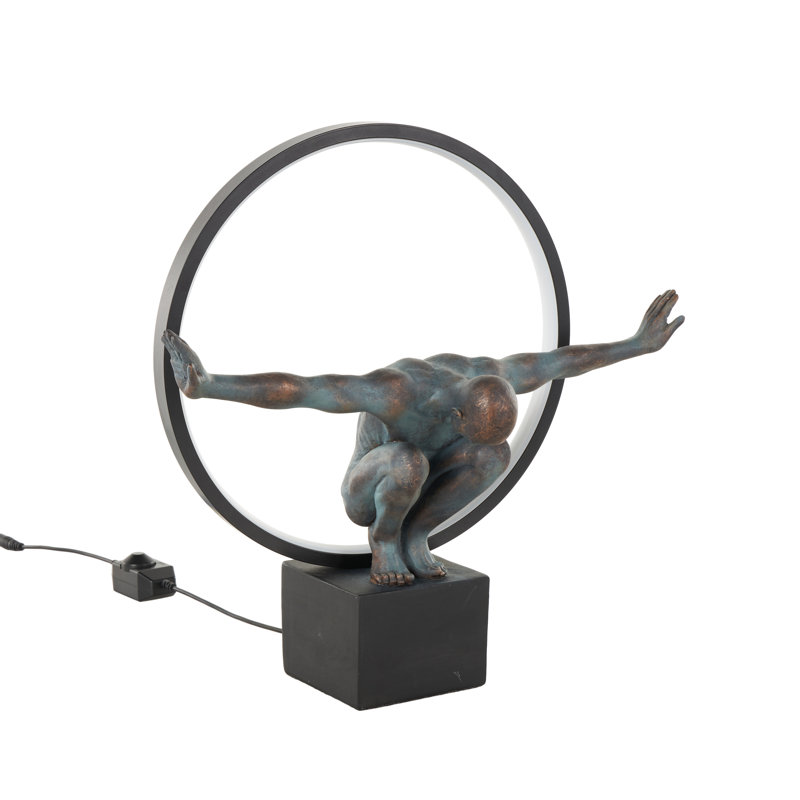 Cole And Grey Resin Posing People Room Table Lamp With Circle And Square Base