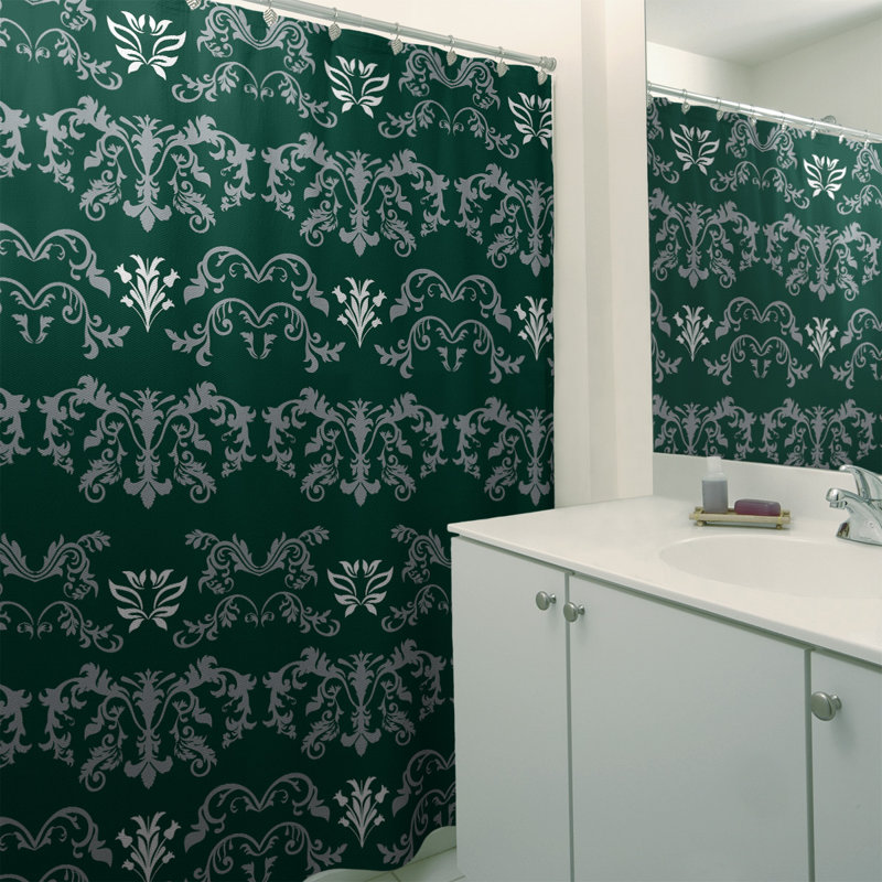 Rideau de douche New York, Vert foncé / gris / blanc