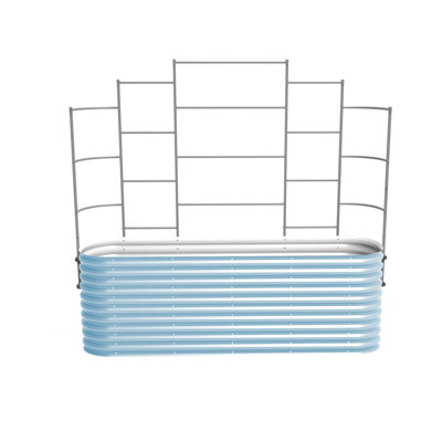 32" Tall 9 In 1 Modular Metal Outdoor Raised Garden Bed With Trellis