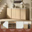 Buffet moderne 4 portes en bois de travertin 66,9 po Corentin avec tablettes réglables pour la cuisine-125370101