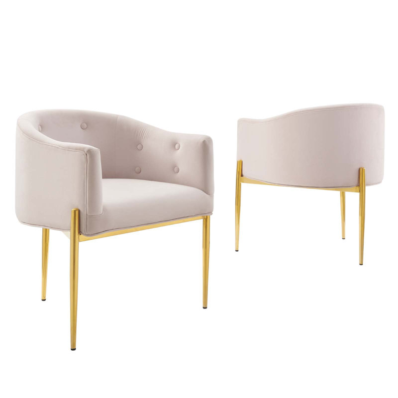 Savour Tufted Performance Velvet Accent Chairs, Pink Velvet