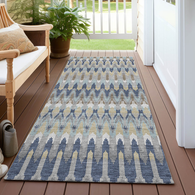 Tapis taupe en polyester tissé à la machine Cearah, Tapis de couloir 2 pi 3 po x 7 pi 6 po