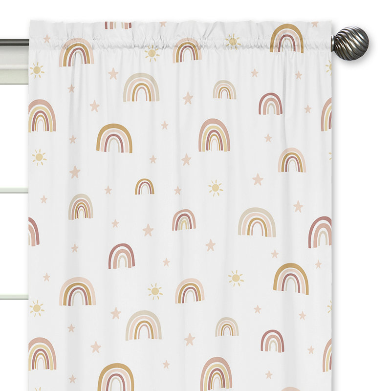 Boho Rainbow Semi-Sheer Rod Pocket Curtain Panels for Kids
