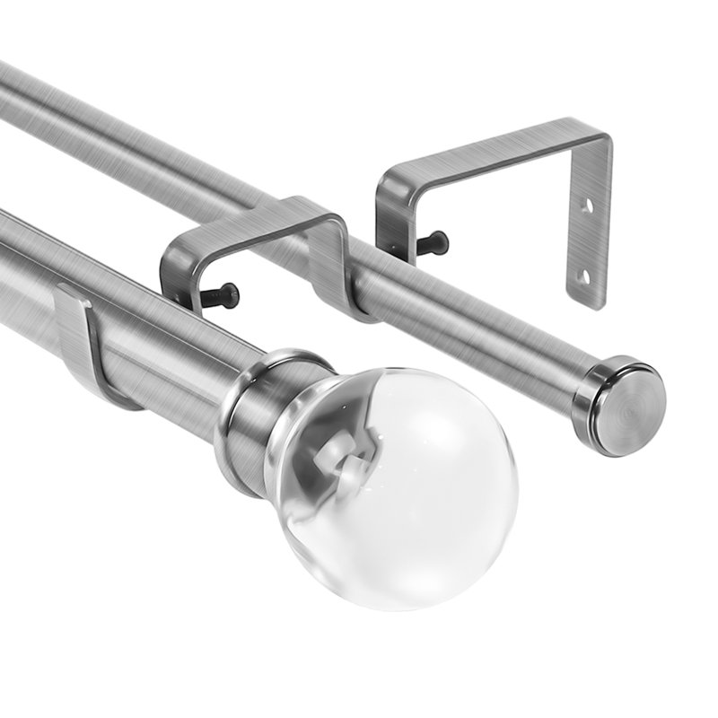 Tringle à rideaux double Bradburn, Acier brossé, H 1 po x l 120 po x P 1 po