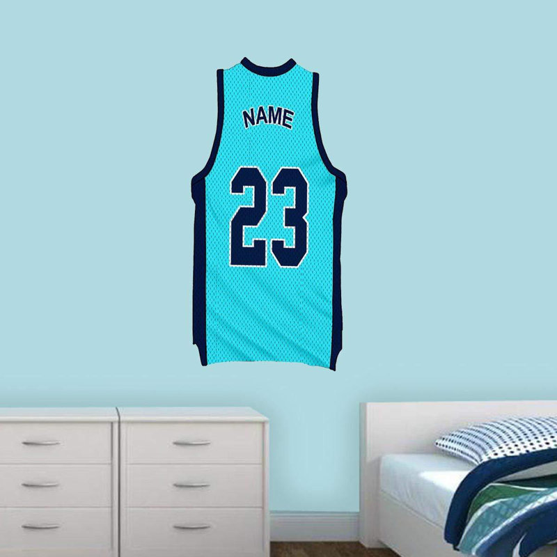 Adhésif décoratif Basketball Jersey, H 16 po x l 8 po, Bleu sarcelle