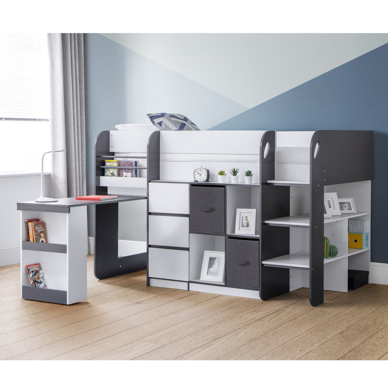 Fia 90 X 190cm Mid Sleepers with Storage Included, Charcoal/White