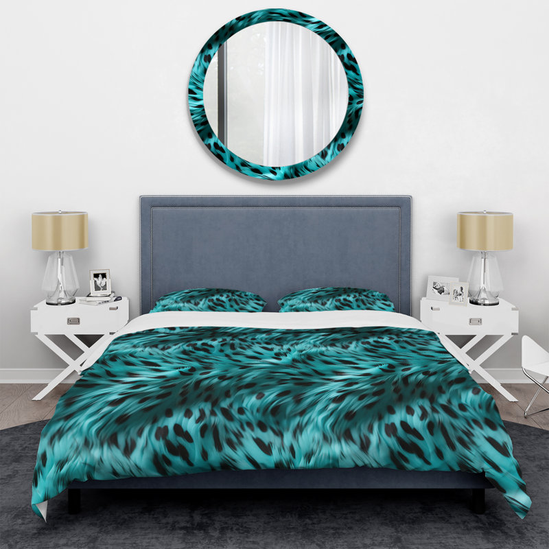 Ensemble de housse de couette turquoise et noir, Housse de couette pour très grand lit et 2 très