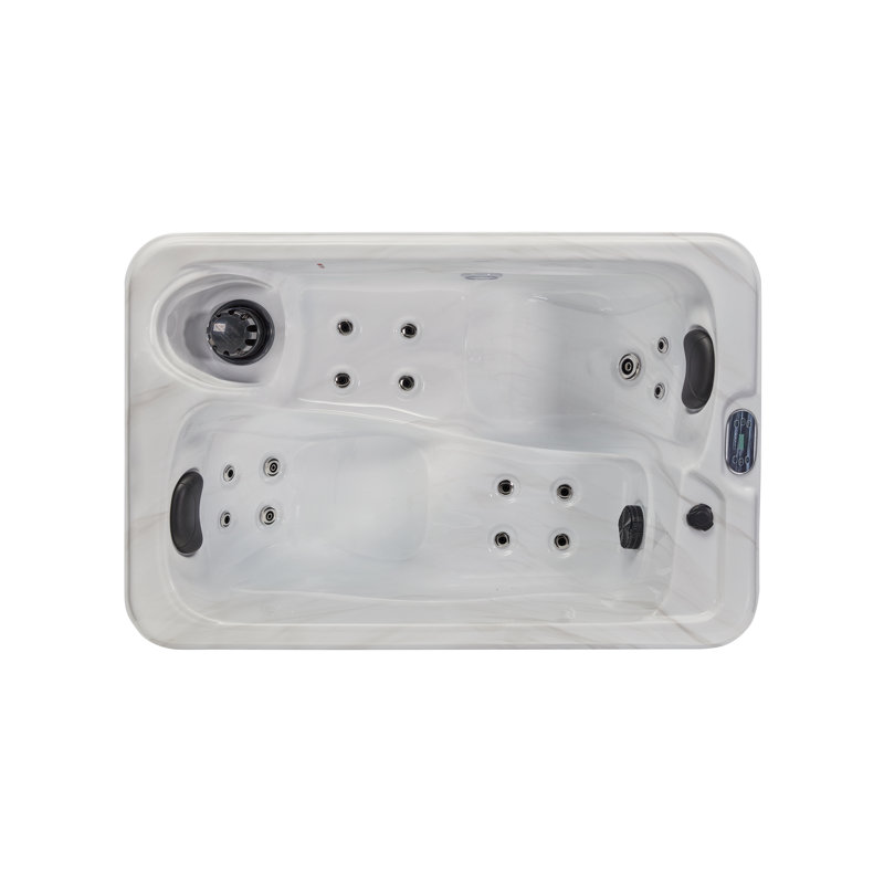 Gray Polyethylene 2-Person Rectangle Hot Tub with Electric Heater