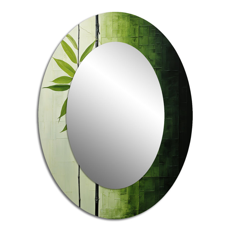 Green Ferm Simple Collage III - Green Oval Wall Mirror Decor, 40" x 30"