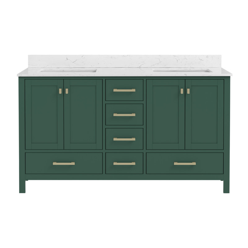 Meuble-lavabo et lavabo en bois Modern, 60 po, vert