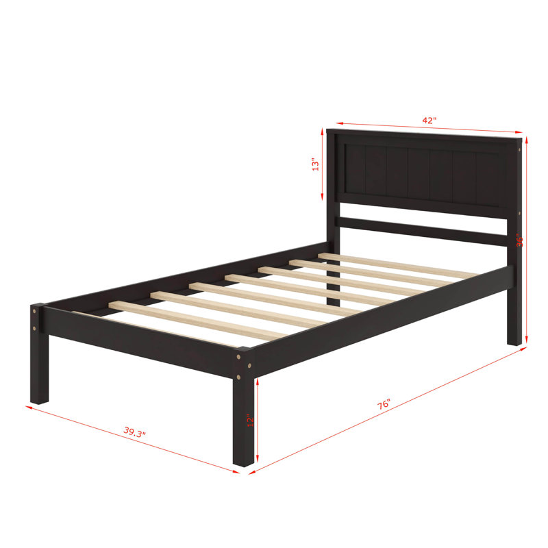 Twin Size Platform Bed Frame With Headboard, Espresso