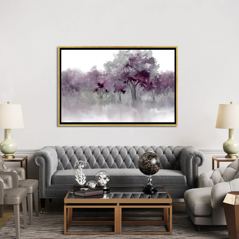 «Water's Edge II - Mauve» par Carol Robinson - reproduction imprimée, H 40 po x l 60 po, Toile encadrée, Doré
