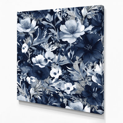 Aquarelle florale, art mural gris sur toile 61