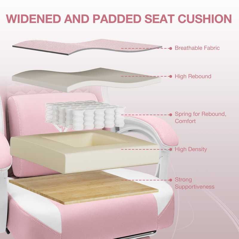 Fauteuil inclinable et ergonomique inclinable en tissu et jeu de course avec haut-parleurs Bluetooth et coussin lombaire à vibration