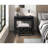 Desks And Stool Set 3Pc Black Finish Rolling Desk With Casters, 2 Charging Ports Home Office Furniture-2033728391