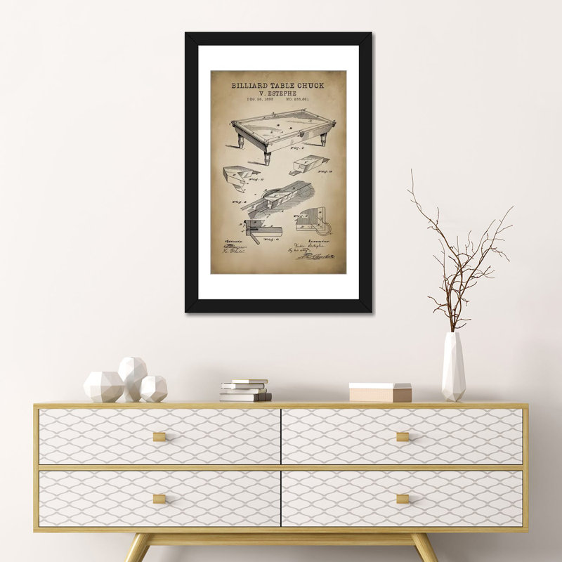 «Billiard I», impression sur toile, Papier d'art encadré noir, H 24 po x l 16 po x P 1 po