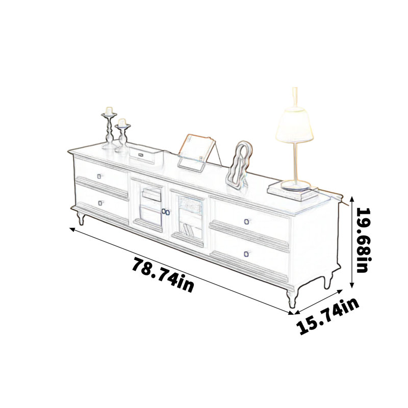 Meuble télé de salon noir, H 19,68 po x L 78,74 po x l 15,74 po
