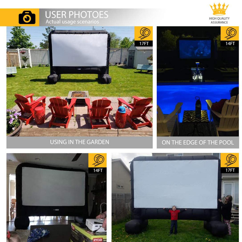 VIVOHOME Outdoor Electric Projector Screen Projector Screen, 14ft