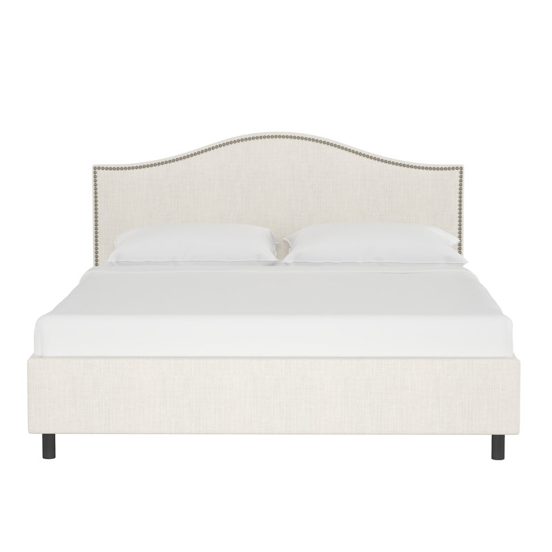 Myers Upholstered Platform Bed, Classic Talc Linen, Queen