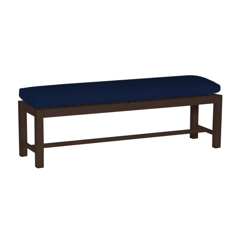 Banc d'extérieur sans dossier 60 po Club Wrought, Welt, Velours indigo, Acajou