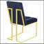 Ensemble de chaises de salle à manger capitonnées à dossier capitonné, confortables et élégantes avec des accents dorés métalliques pour les salles à manger modernes-190516163