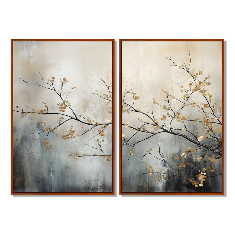 Arbre arbre monochrome éthéré Reverie I - impressions sur toile dorées, Brun, H 36 po x l 48 po