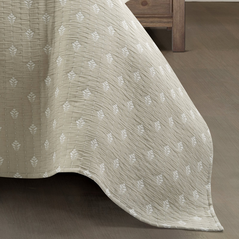Ensemble de courtepointe réversible en coton 3 pièces Willards, Courtepointe très grand + 2 très grandes taies d, Crème