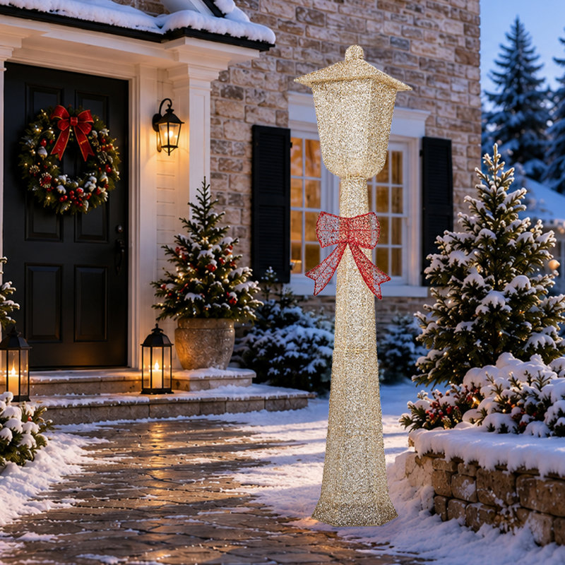 Phare doré de 5 pi avec 110 lumières DEL blanc chaud, décoration classique de Noël à brancher, Gold
