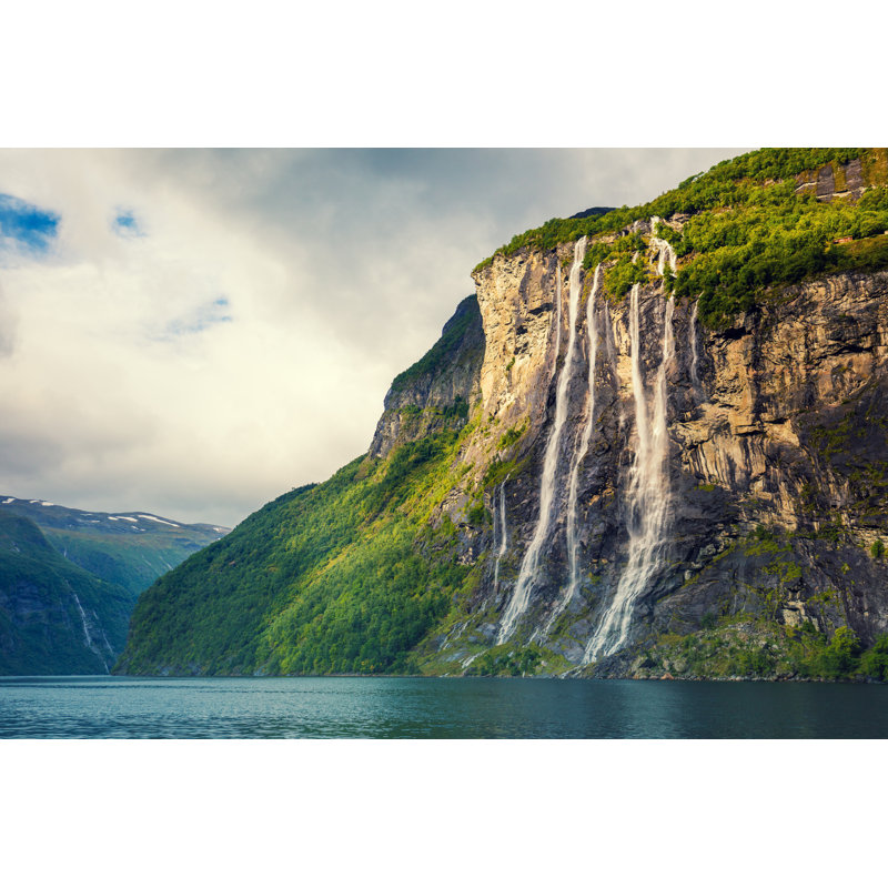 Geiranger Fjord. Seven Sisters Waterfall, Norway by Vita - Wrapped Canvas Print, 81cm H x 122cm W x 3.8cm D