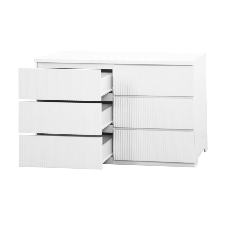 Commode 6 tiroirs Modern White, Blanc