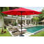 Parasol de patio extérieur 10 pi (3 m) sans rabat, 8 pièces, avec inclinaison, avec manivelle, sans base, rouge, taille de poteau 38 mm (1,49 pouce)