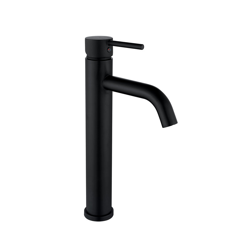 Robinet de lavabo de salle de bain à un trou à poignée simple noir mat Topcraft, Noir mat