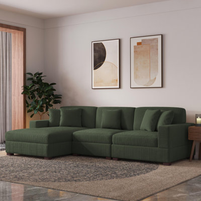 Milbrey 2-Piece Corduroy Modular Sectional with Loose Back