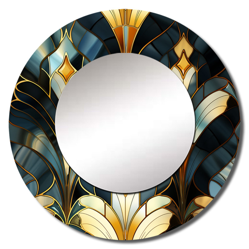 Déco or et marbre Emerard opulence - miroir en marbre, miroir mural rond unique moderne, art imprimé en métal, 29 po x 29 po