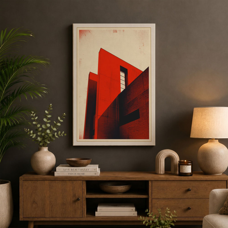 Angular Structures Industrial - Wrapped Canvas, 30x20 - 76.2 x 50.8 cm, Teal Border