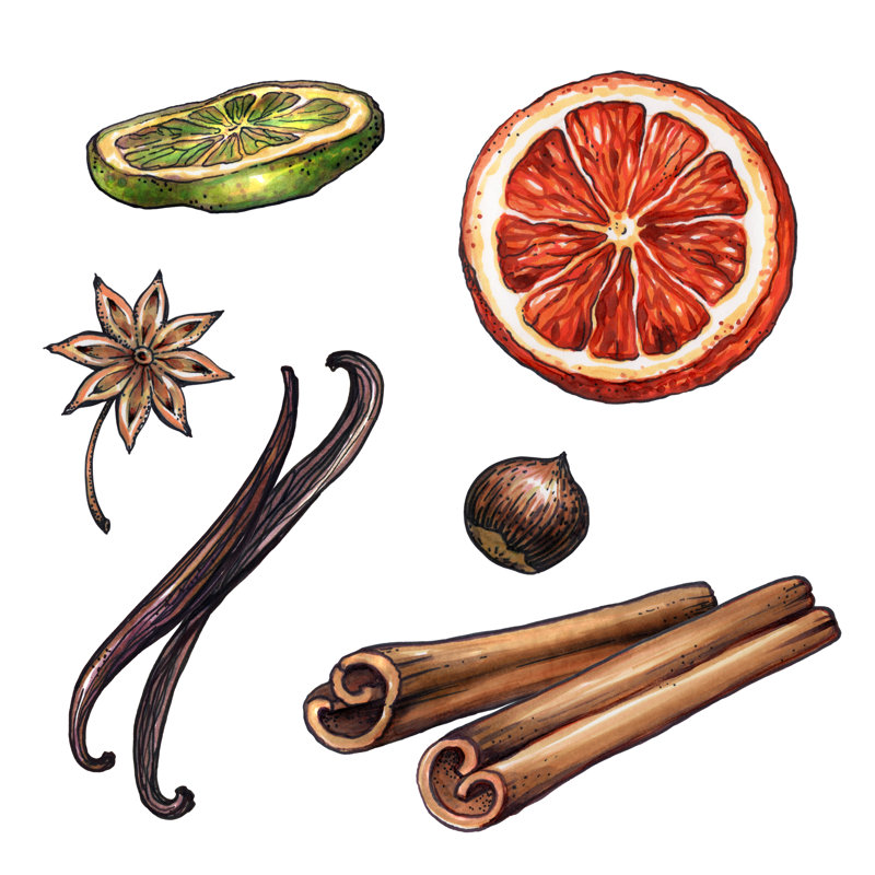 Cooking Ingredients by Wacomka - No Frame Print on Canvas, 51cm H x 51cm W