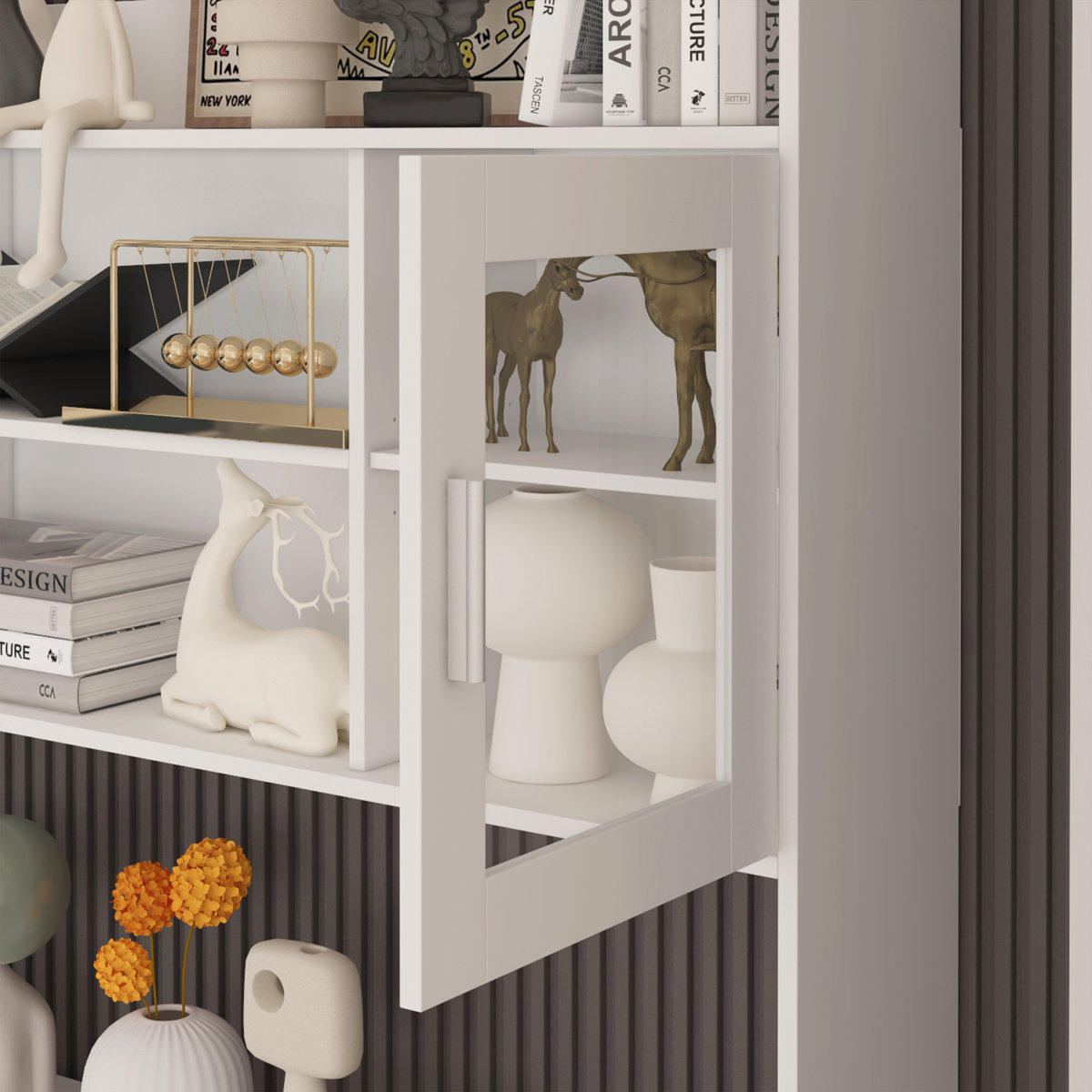 Brayden Studio® Elevating Computer Desk With 68.5'' W Bookcase ...