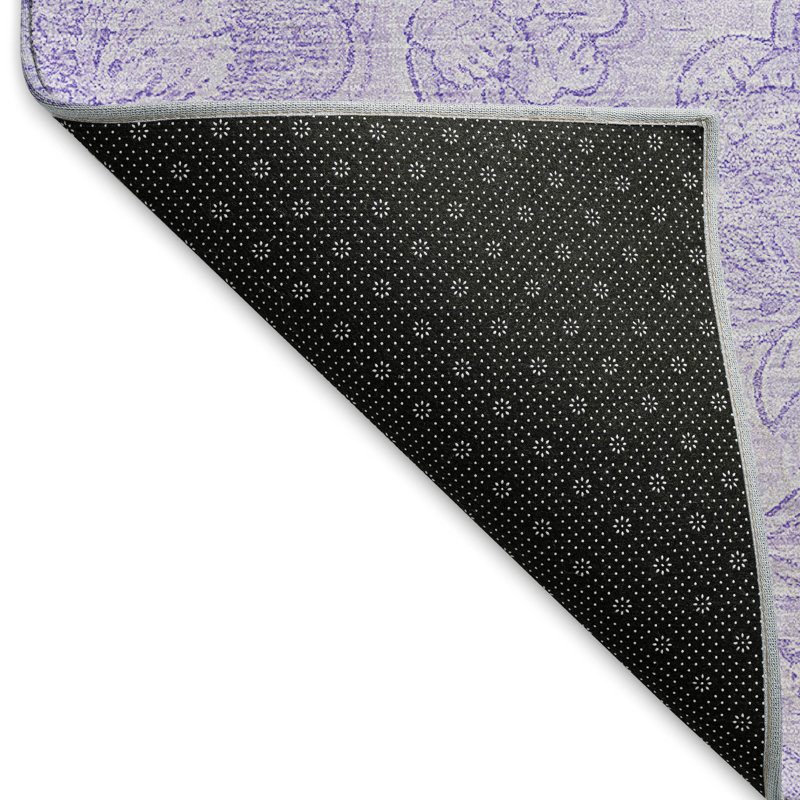 Tapis lilas Prisco lavable à la machine de qualité supérieure, Rectangle 5 pi x 7 pi 6 po