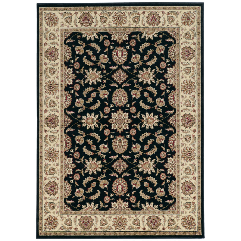 Tapis noir / ivoire Northgate, Rectangle 5 pi 5 po x 7 pi 7 po