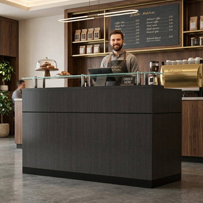 2 Person Rectangle Glass Reception Desk