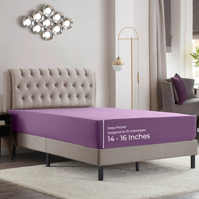 Luxury Double Brushed Microfiber Deep Pocket Fitted Sheet – 16” Mattress Fit, Wrinkle-Free, Fade Resistant & Breathable