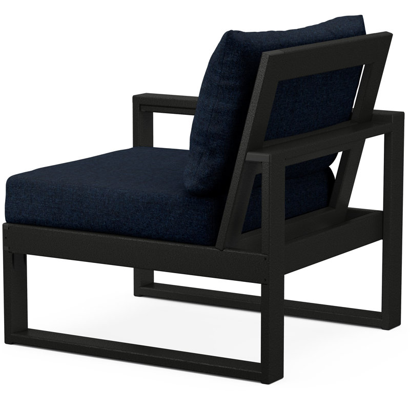 POLYWOOD Outdoor Lounge Chair, Black, Marine Indigo