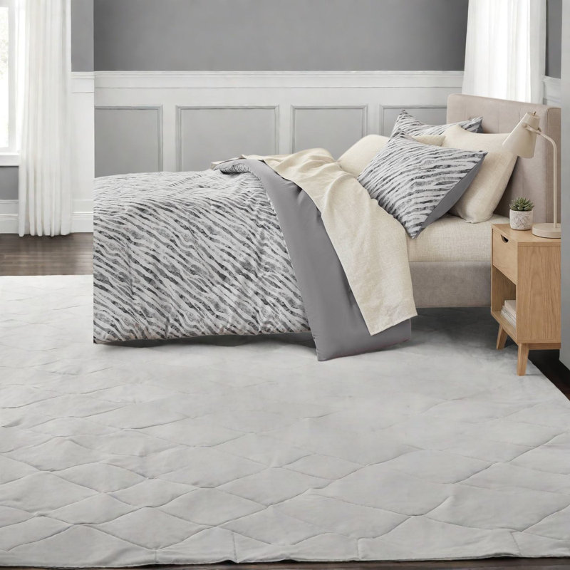 Ensemble de literie Queen, couette grise en polyester, style moderne