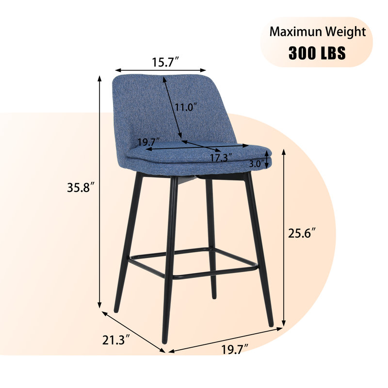 Deboroh  Swivel  25.6" Counter  Stool, Blue