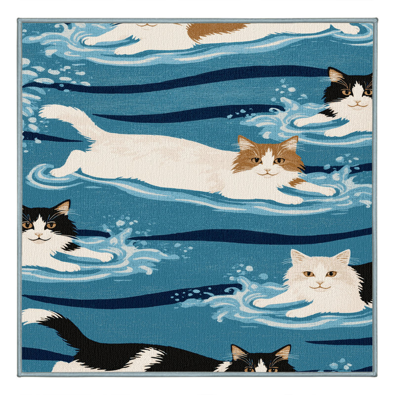  Tapis lavable Turkish Van Cats, Carré 4 pi