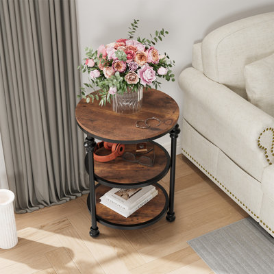 Table basse ronde à 3 niveaux pour le salon | Pieds réglables, table de chevet, table de canapé, pour les petits espaces, la chambre à coucher ou la maison