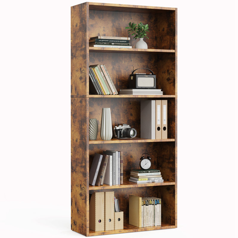 Bibliothèque industrielle, (5 tablettes) H 53 po x l 23,8 po x P 9,2 po, Brun