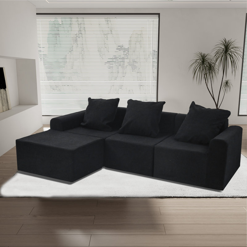 Convertible Modular Sectional Sofa Set Popular Microfiber Fabric Compression Sofa