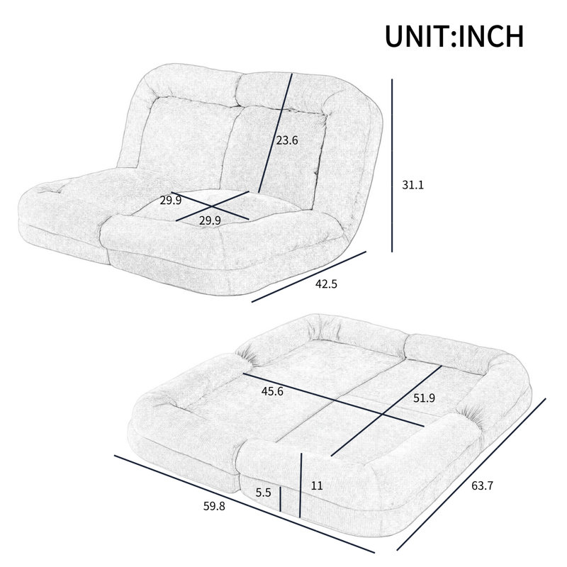 Canapé-lit convertible simple escamotable, Rose